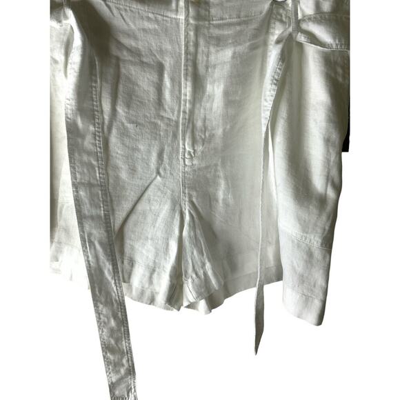Lauren Ralph Lauren 100% Linen Short Size 16W High Waist Belted Pockets White - Picture 8 of 11